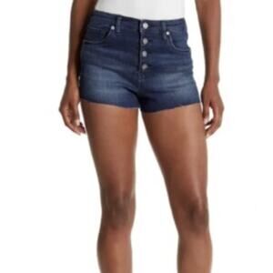 Blank NYC Womens The Lennox High-Rise Button Jean Shorts Sz 29 US8 Dark Wash NWT